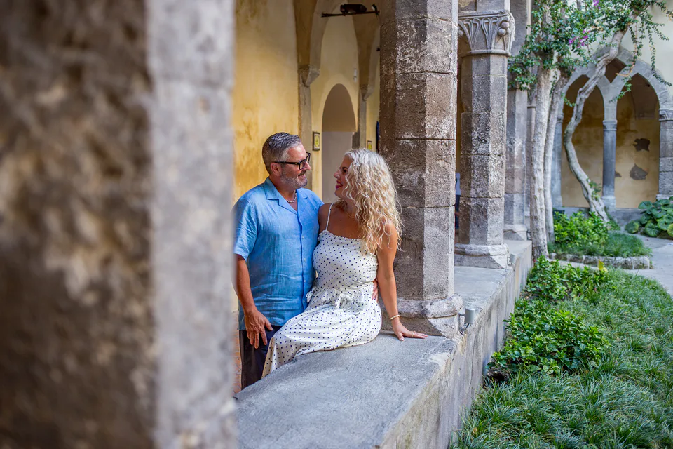 Couple portrait in an elegant coastal corner