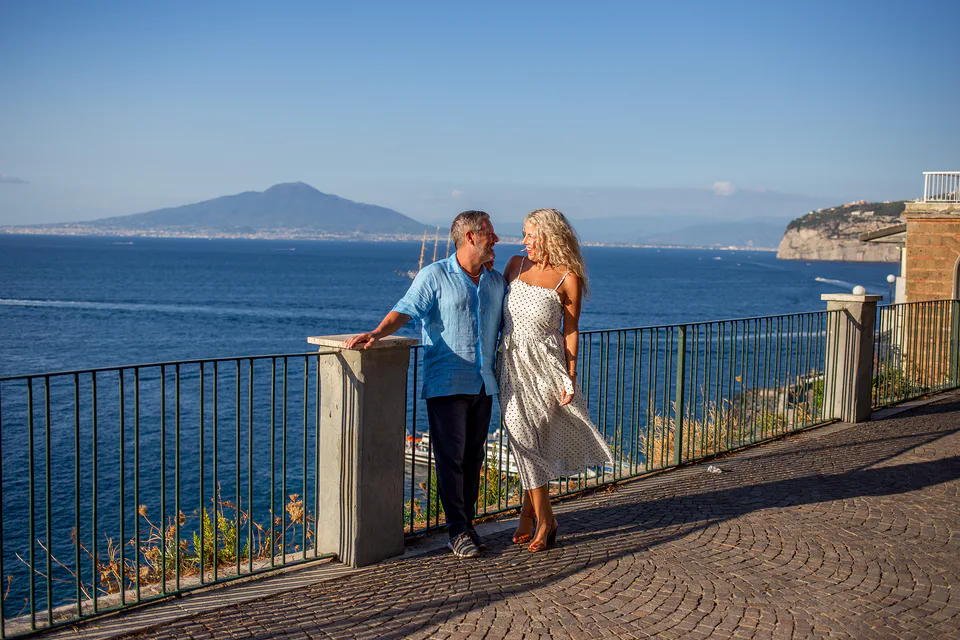 Couple portrait with sea and Vesuvius